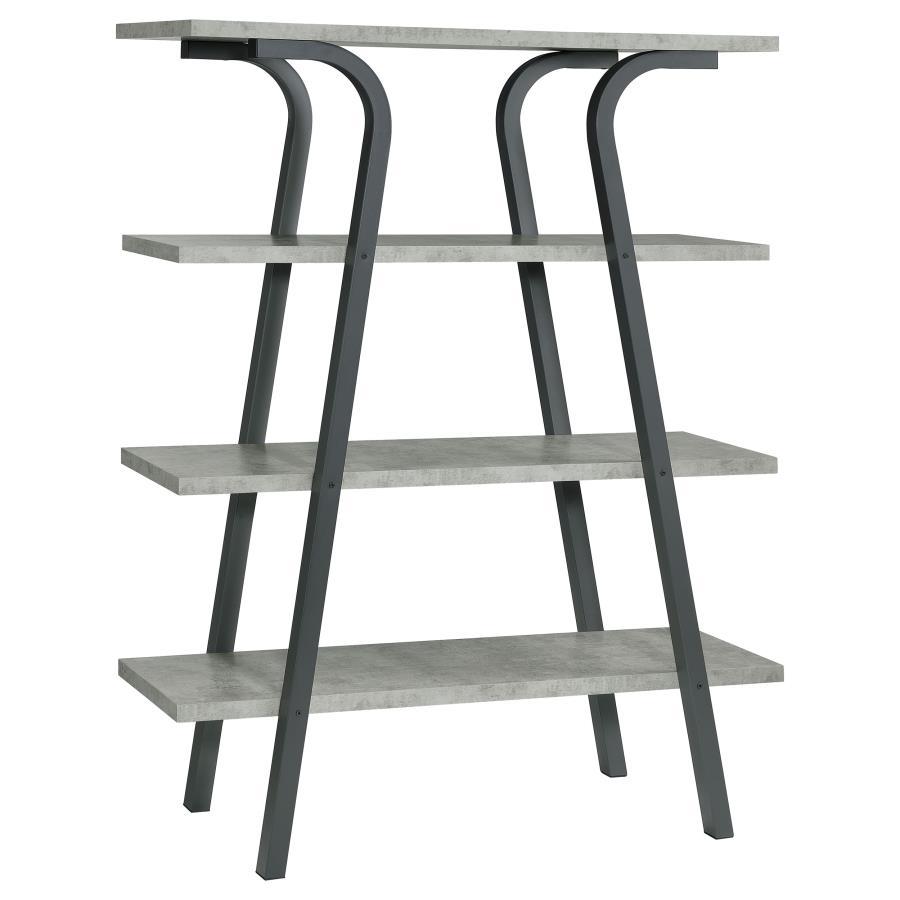 Tatum - 4-Tier Rectangular Bookcase - Cement and Gunmetal