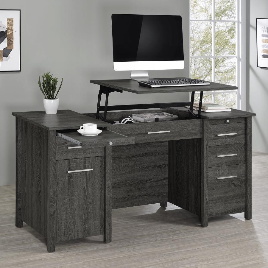 Dylan - 4-Drawer Lift Top Office Desk - Weathered Grey