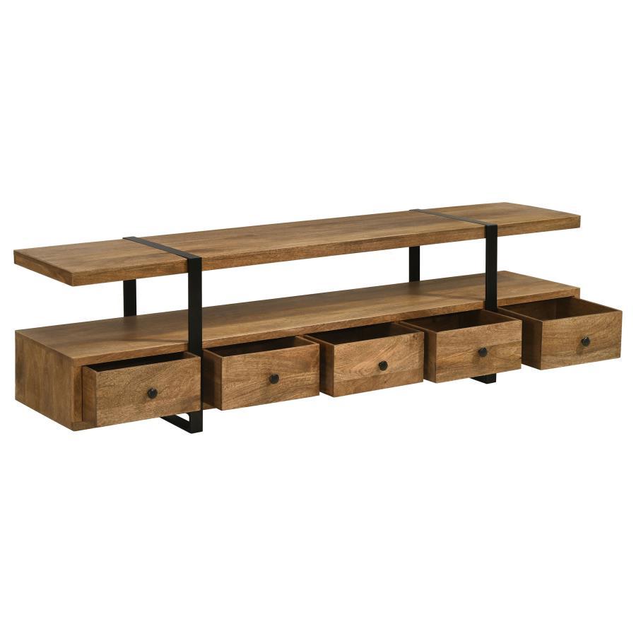 Otto - 4-Drawer Solid Wood 70" TV Stand - Brown and Gunmetal
