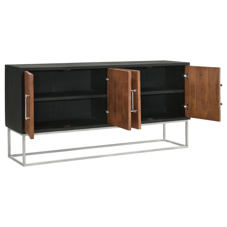 Borman - 4-Door Wooden Accent Cabinet - Walnut and Black