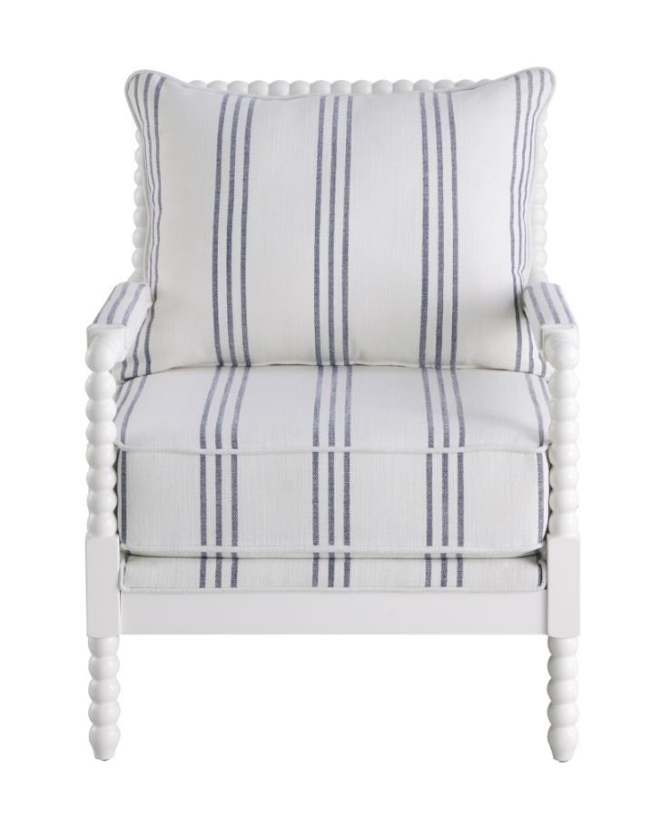 Blanchett - Upholstered Accent Chair With Spindle Accent - White and Navy