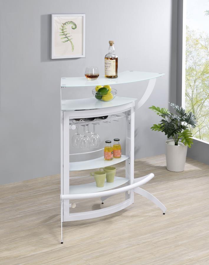 Dallas - 2-Shelf Home Bar - White And Frosted Glass