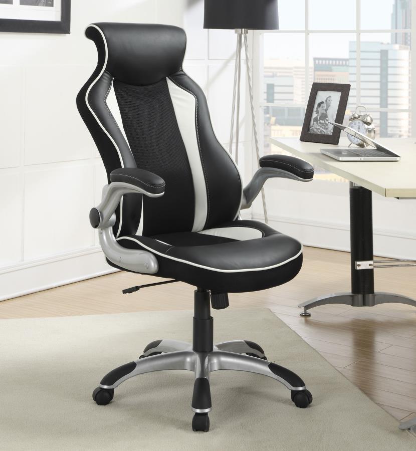 Dustin - Adjustable Height Office Chair - Black and Silver