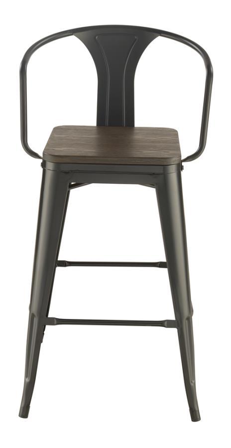 Cavalier - Wooden Seat Bar Stools (Set of 2) - Dark Elm and Matte Black