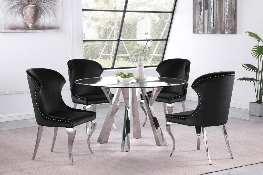 Alaia - Round Glass Top Dining Table - Clear and Chrome