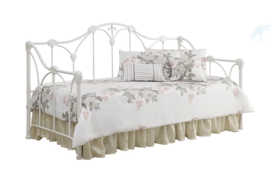 Halladay - Twin Metal Daybed With Floral Frame - White