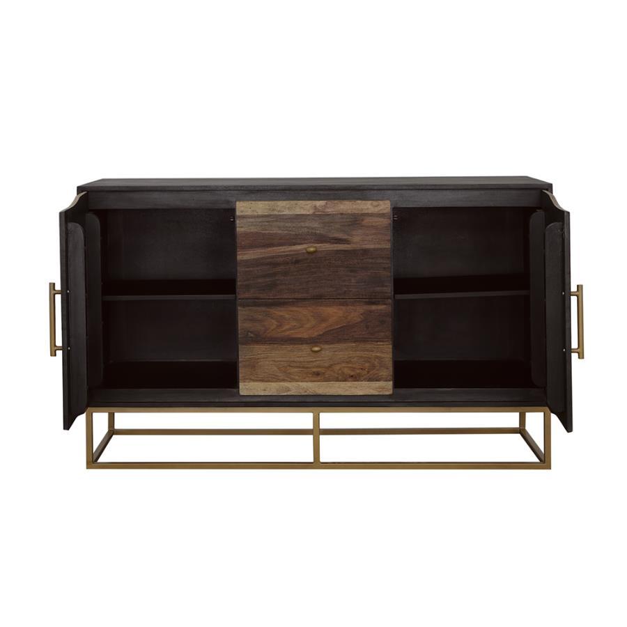 Zara - 2-Drawer Accent Cabinet - Black Walnut and Gold