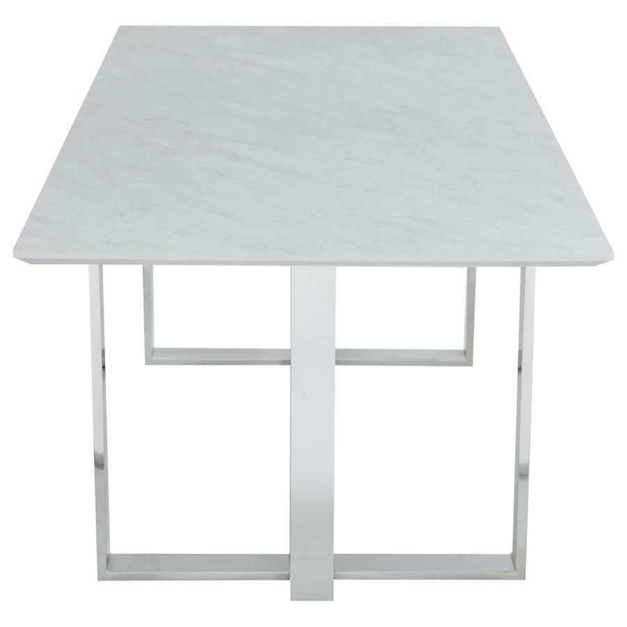 Annika - 7-Piece Rectangular Dining Set - White And Chrome