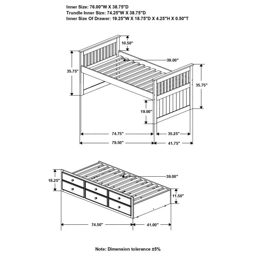 Rochford - Twin Captain'S Daybed With Storage Trundle - Black