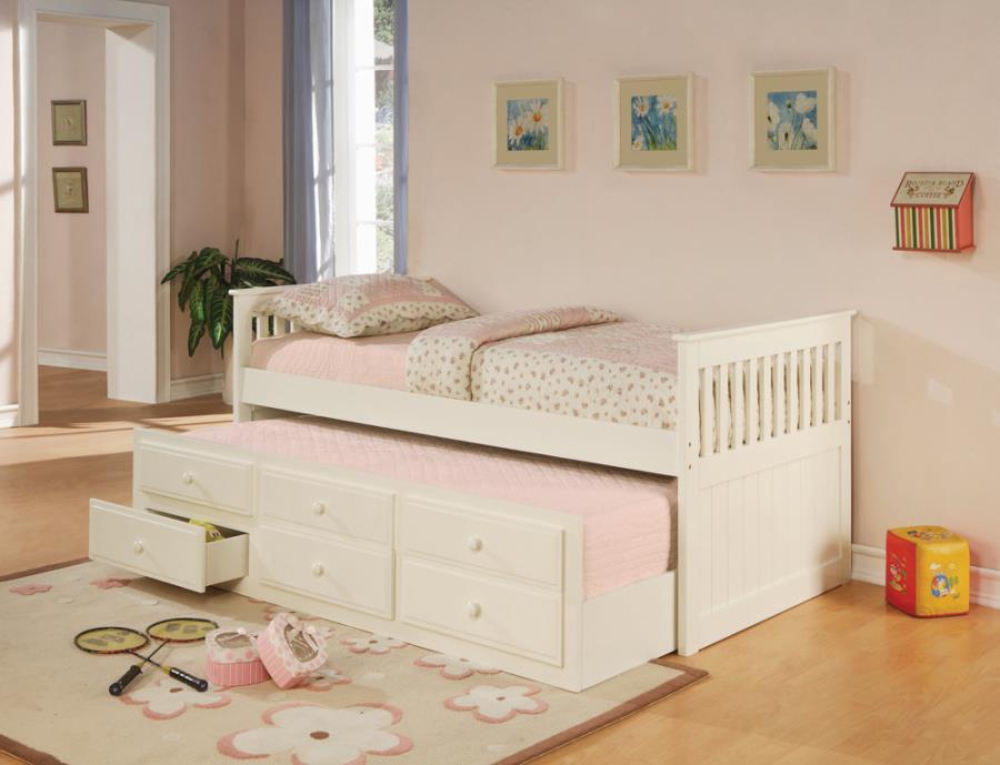 Rochford - Twin Captain'S Bed With Storage Trundle - White