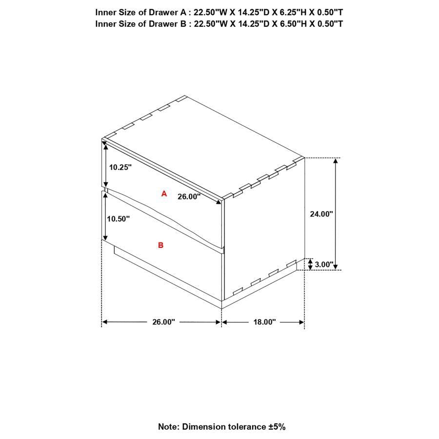 Winslow - 2-Drawer Nightstand - Smokey Walnut and Coffee Bean