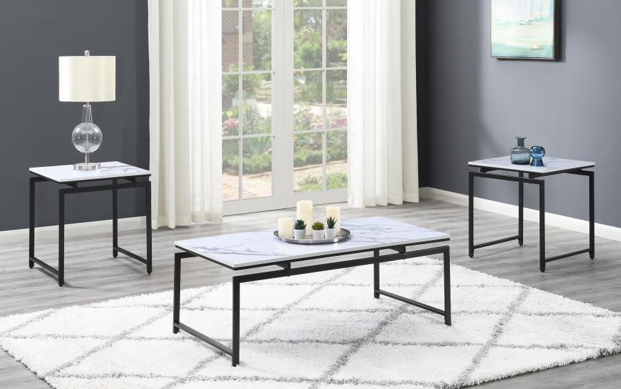 Clark - 3-Piece Occasional Set - White and Dark Gunmetal