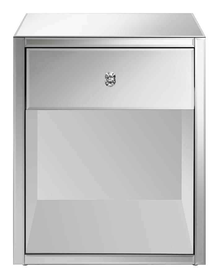 Coquette - 1-Drawer Rectangular Accent Table - Mirror