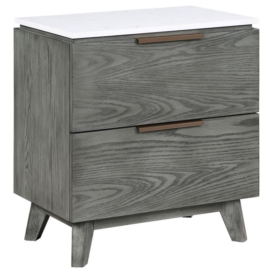 Nathan - 4-Piece California King Bedroom Set - White Marble and Grey