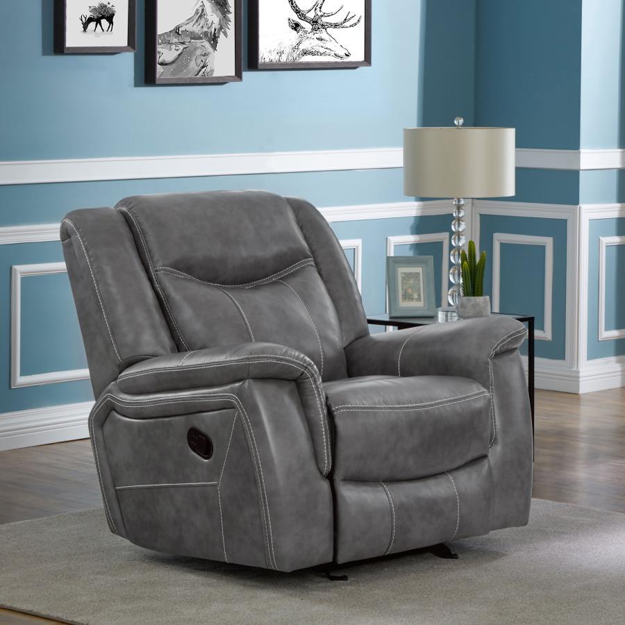 Conrad - Upholstered Motion Glider Recliner - Grey