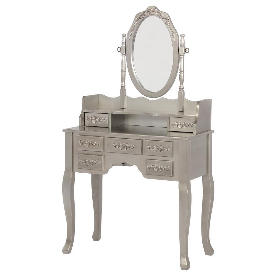 Sabrina - 2-Piece Vanity Set - Metallic Silver and White