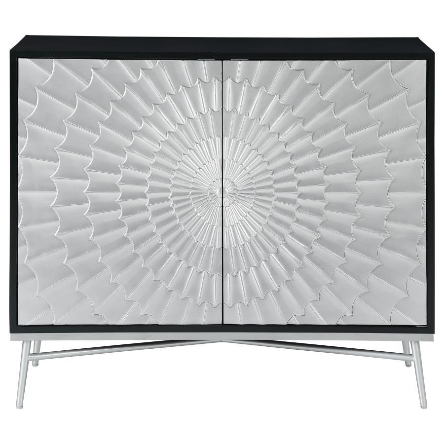 Josie - Rectangular 2-Door Accent Cabinet - Black and Silver