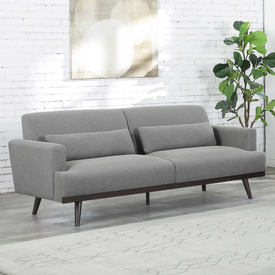 Blake - Upholstered Sofa With Track Arms - Sharkskin and Dark Brown