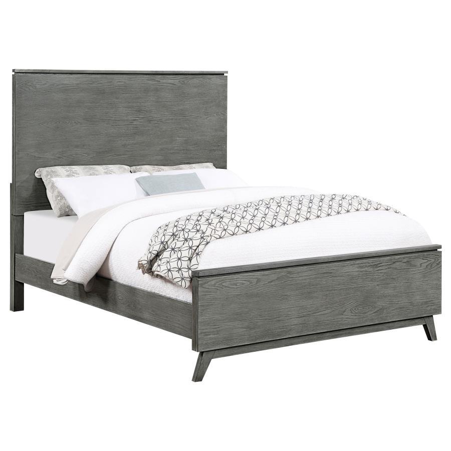 Nathan - High Headboard Queen Panel Bed - Grey