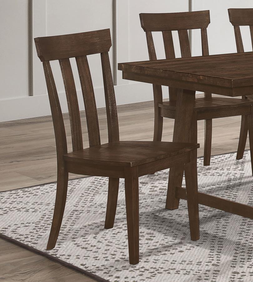 Reynolds - Slat Back Dining Side Chair - Brown Oak (Set of 2)