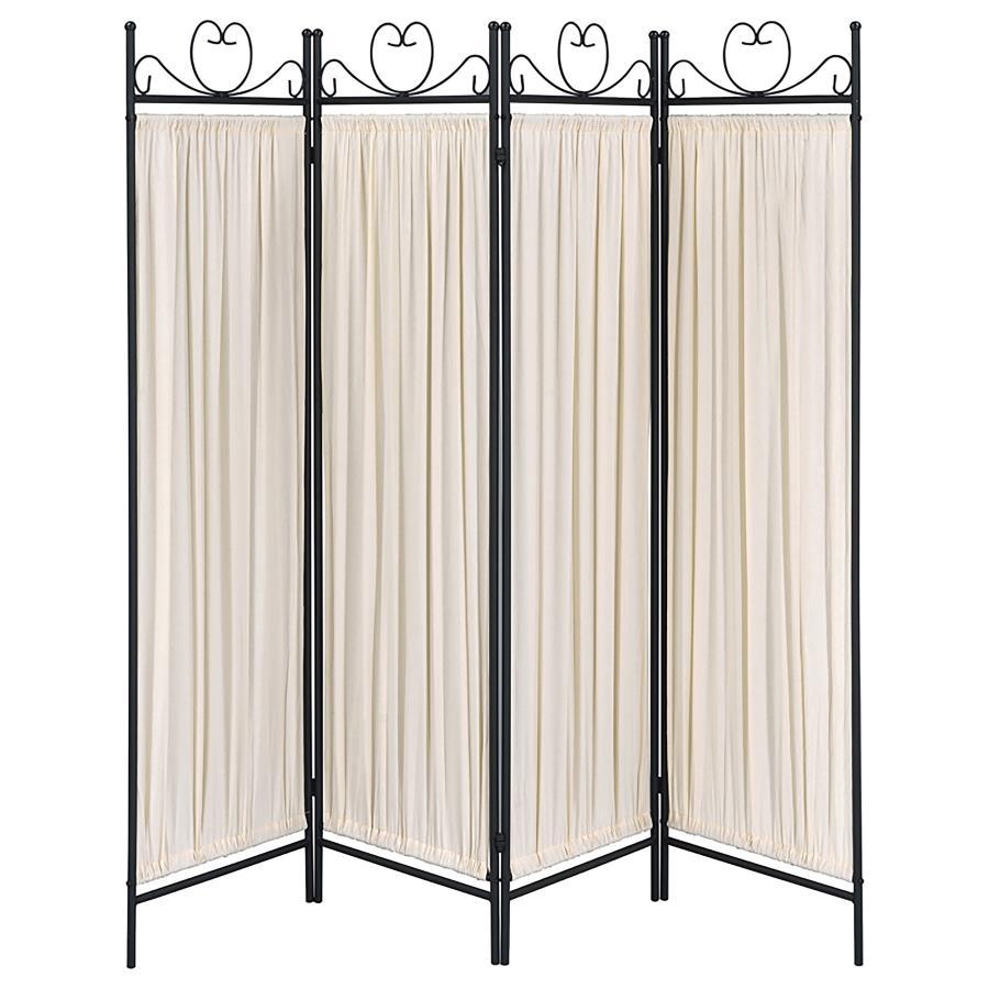 Dove - 4-Panel Folding Screen - Beige and Black