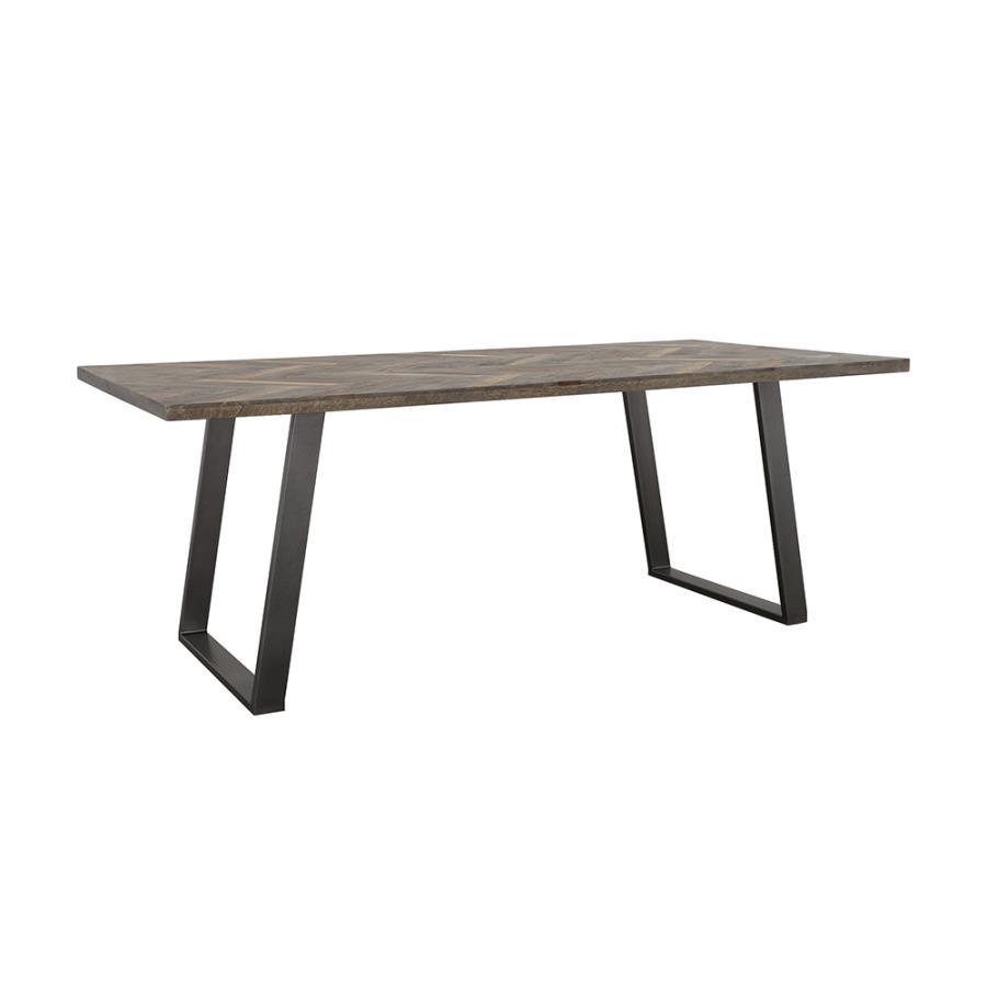 Misty - Sled Leg Dining Table - Grey Sheesham and Gunmetal