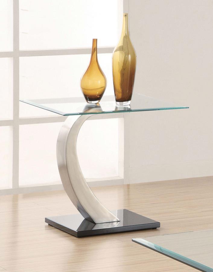 Pruitt - Glass Top End Table - Clear and Satin