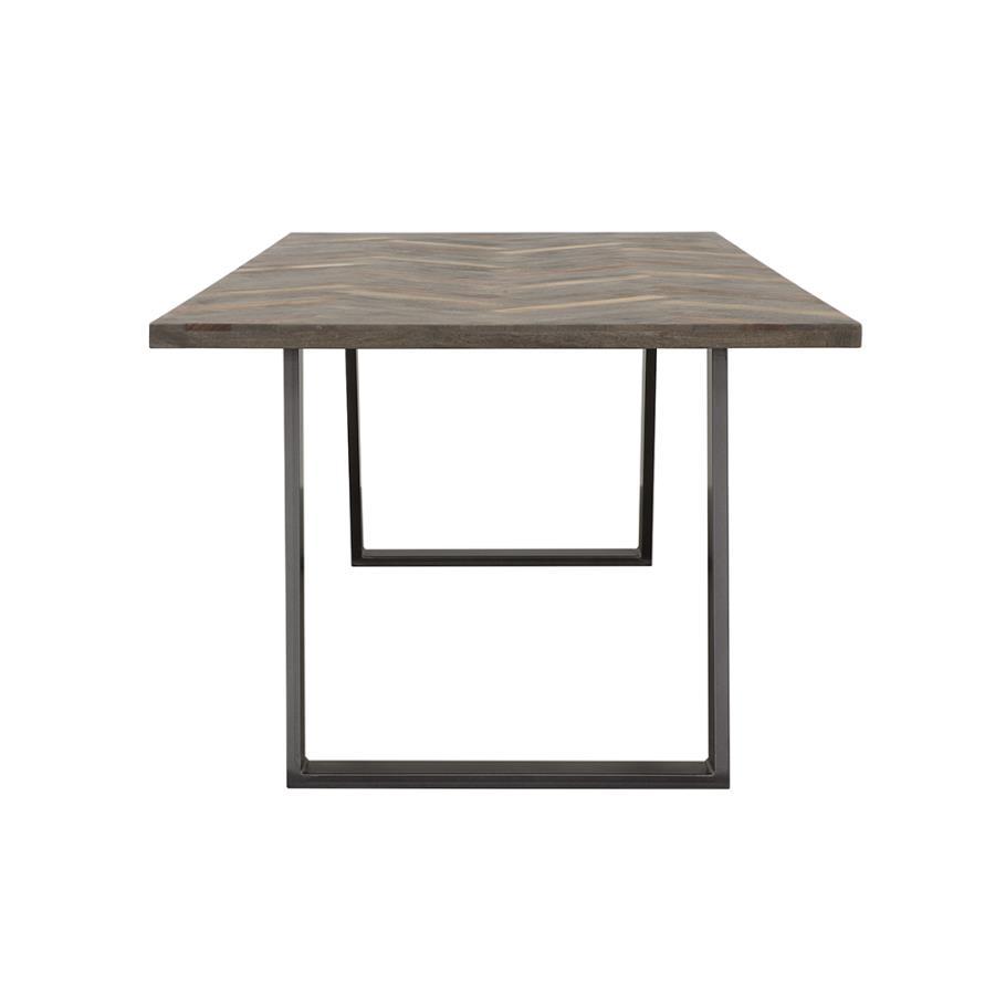 Misty - Sled Leg Dining Table - Grey Sheesham and Gunmetal