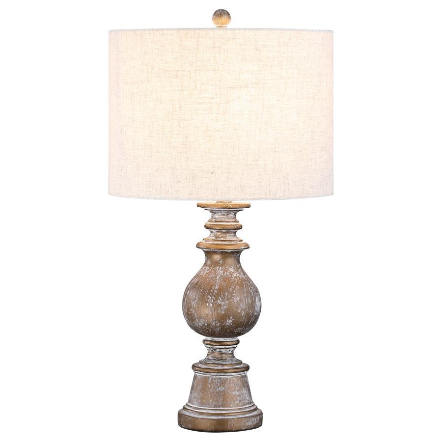 Brie - Drum Shade Table Lamp - Oatmeal and Antique Gold