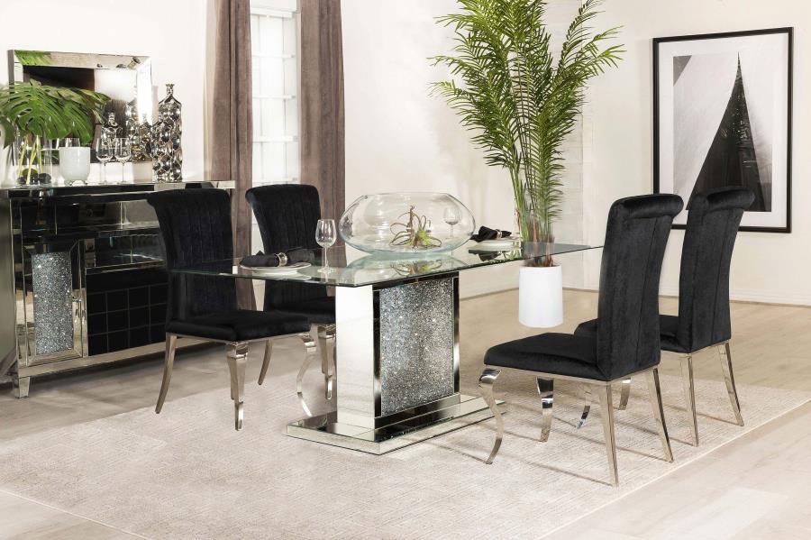 Marilyn - 5-Piece Rectangular Dining Set - Mirror And Black