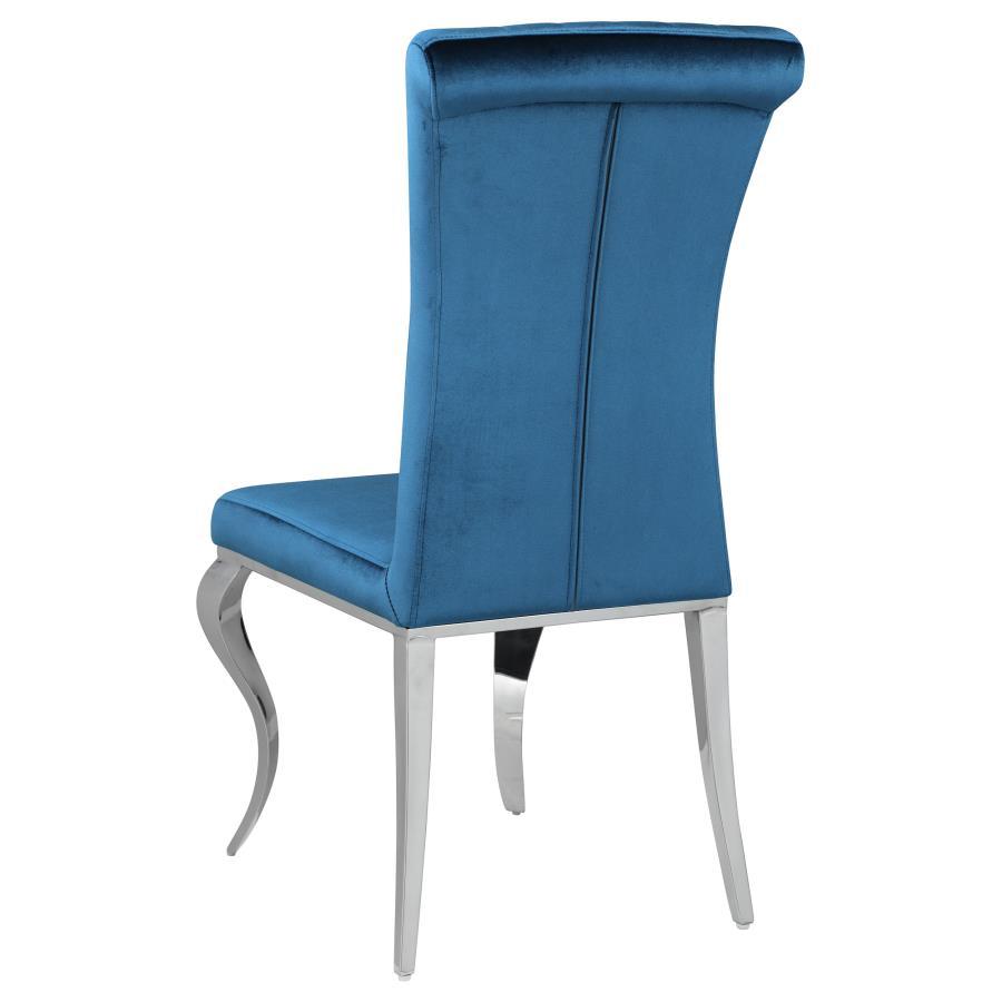 Carone - 5-Piece Rectangular Dining Set - Teal and Chrome - Steel