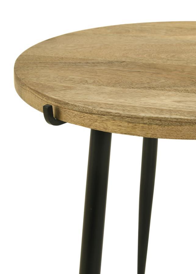 Pilar - Round Solid Wood Top End Table - Natural and Black