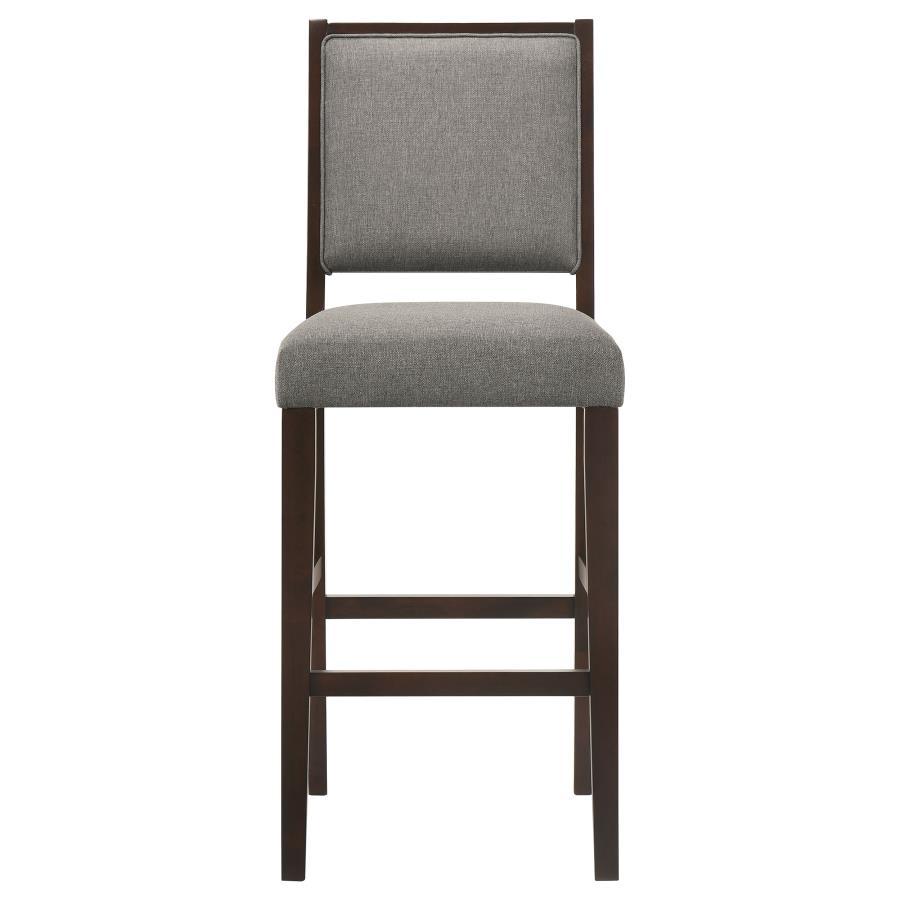 Bedford - Upholstered Open Back Bar Stools With Footrest (Set of 2) - Grey and Espresso