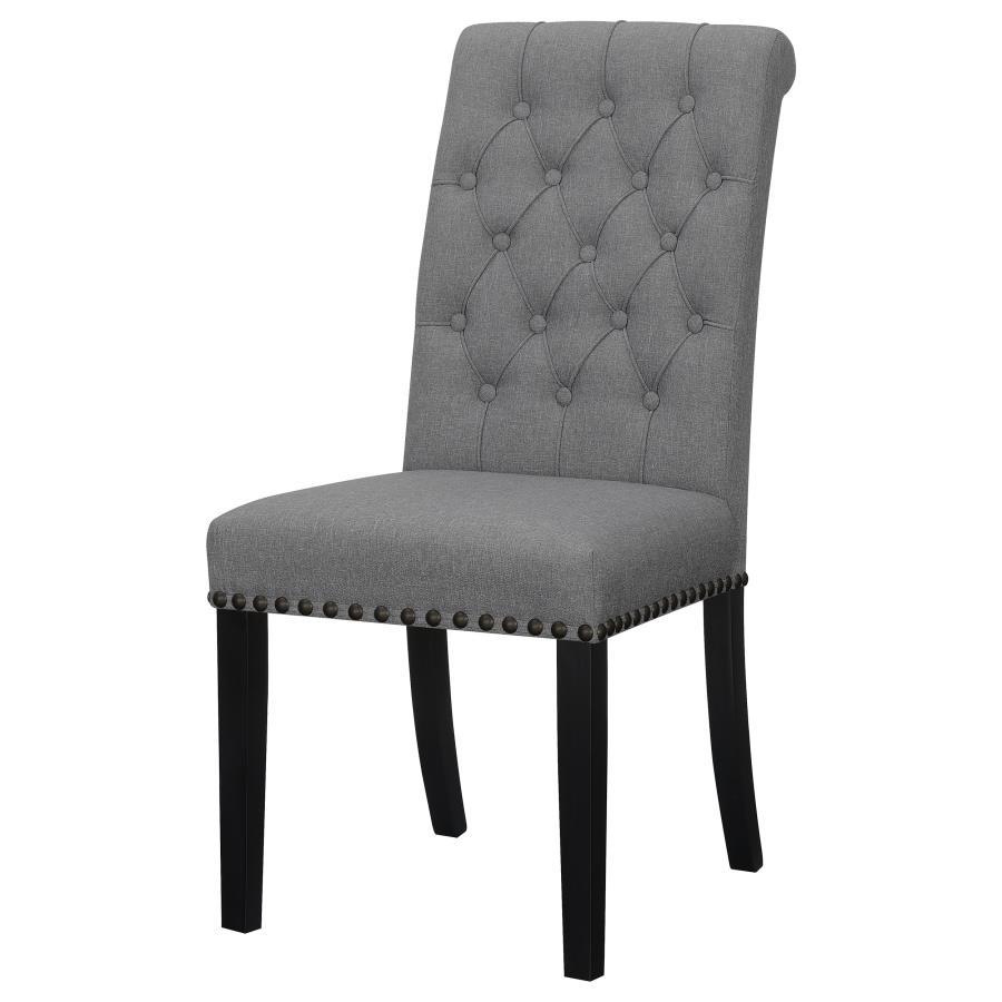 Alana - Upholstered Tufted Side Chairs With Nailhead Trim (Set of 2) - Grey / Rustic Espresso
