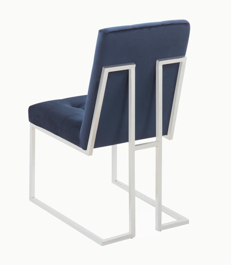 Cisco - Upholstered Dining Chairs (Set of 2) - Ink Blue and Chrome