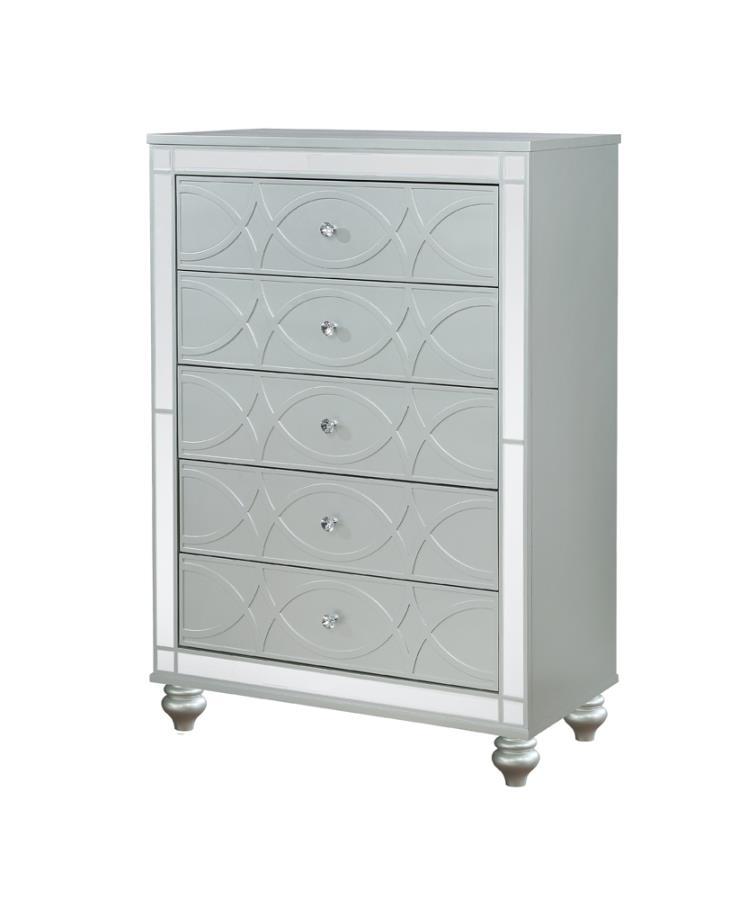 Gunnison - 5-Drawer Chest - Silver Metallic