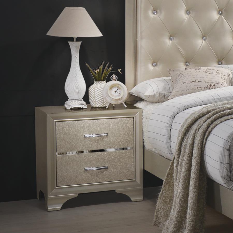 Beaumont - 2-Drawer Rectangular Nightstand - Champagne