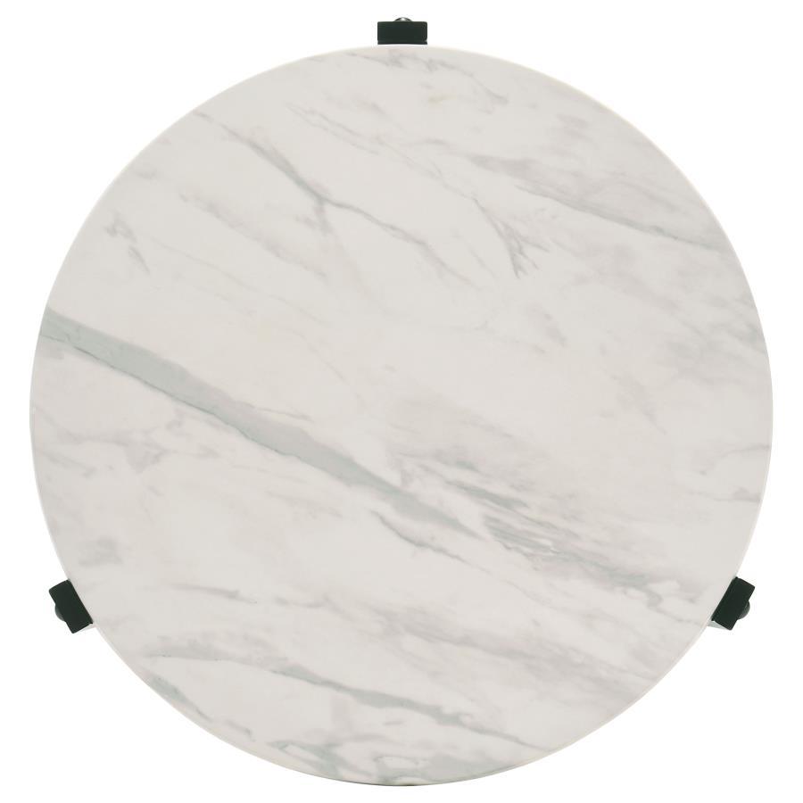 Tandi - Round End Table Faux Marble - White and Black