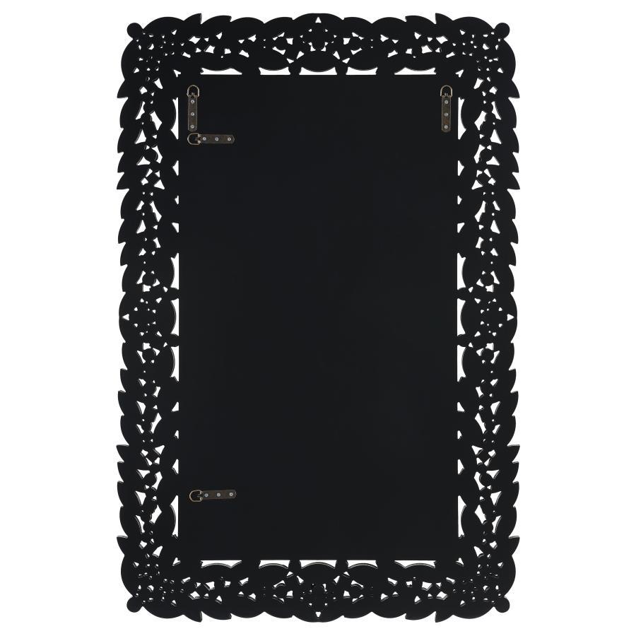 Cecily - Rectangular Leaves Frame Wall Mirror Faux Crystal