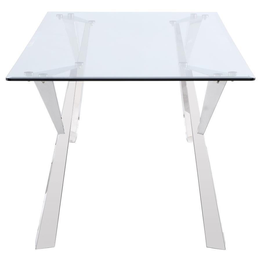 Alaia - Rectangular Glass Top Dining Table - Clear and Chrome