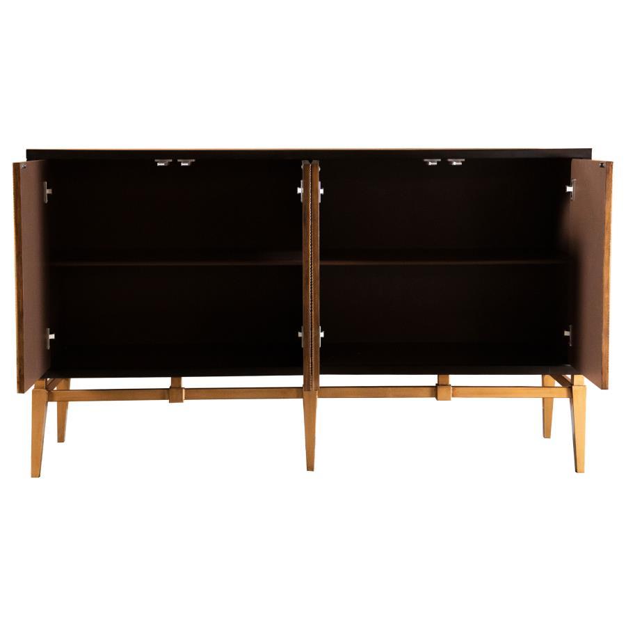 Zira - Sunburst 4-Door Accent Cabinet - Brown and Antique Gold