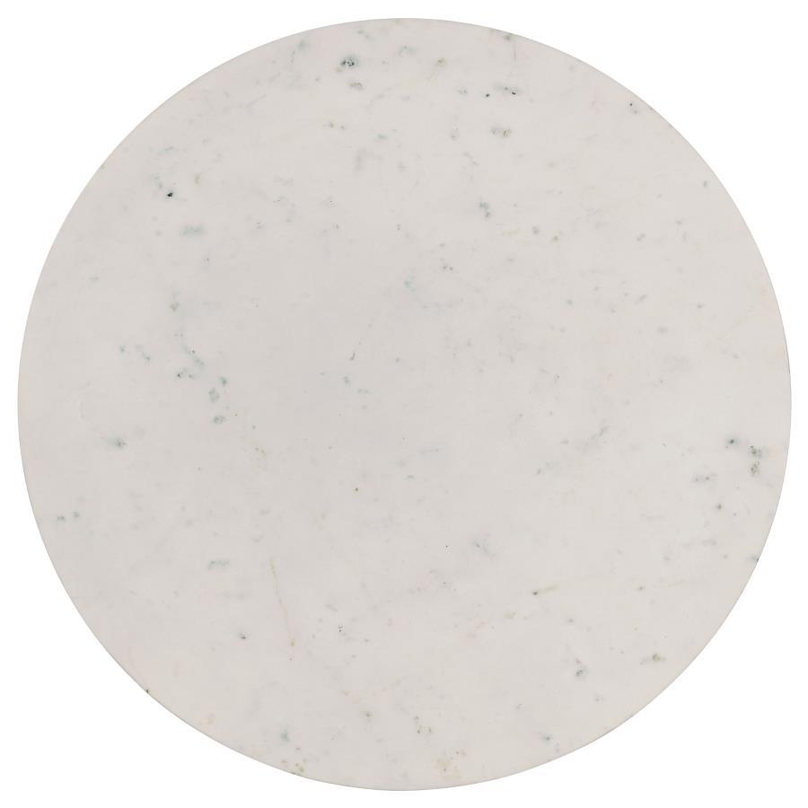 Aldis - Round Marble Top Coffee Table - White and Natural