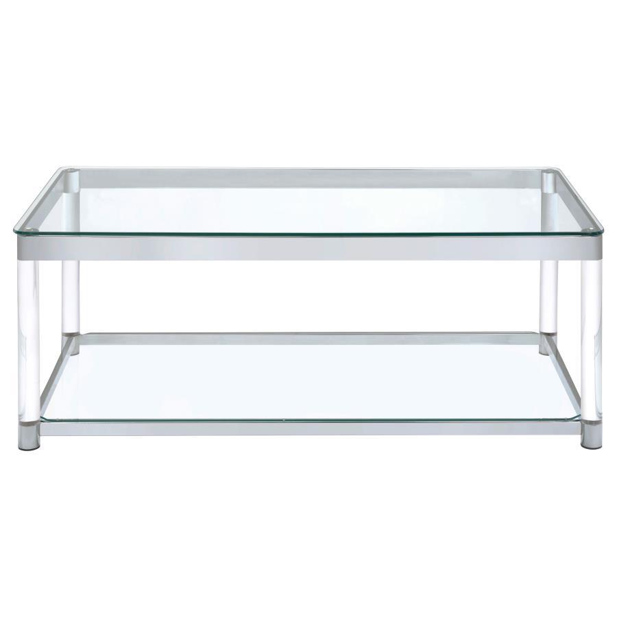 Anne - Coffee Table With Lower Shelf - Chrome and Clear