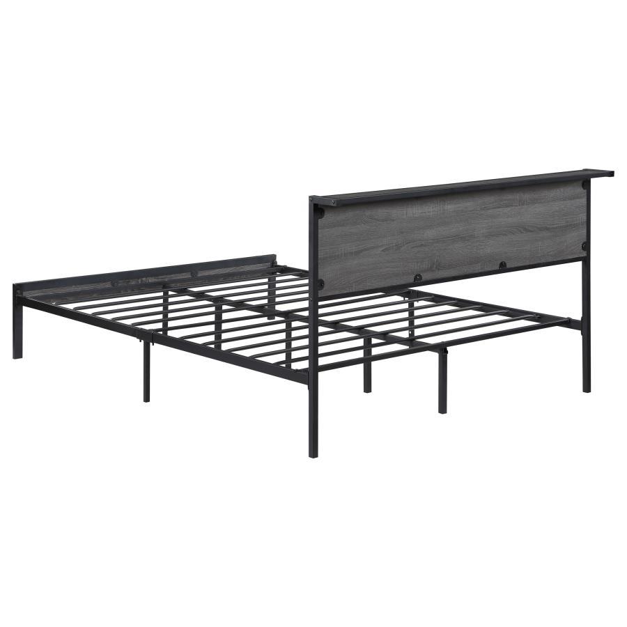 Ricky - Queen Platform Bed - Grey And Black