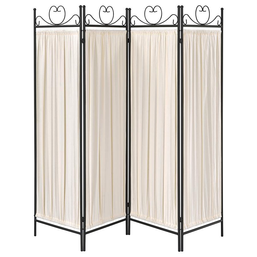 Dove - 4-Panel Folding Screen - Beige and Black