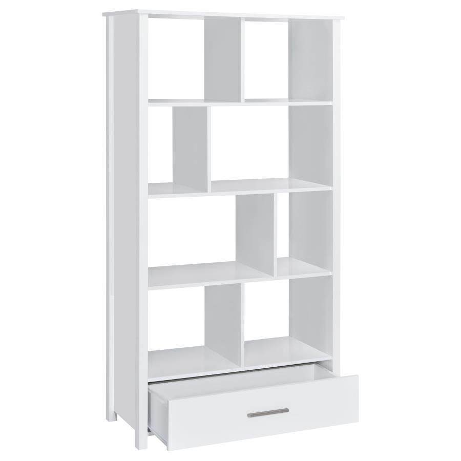 Dylan - Rectangular 8-Shelf Bookcase - High Gloss White