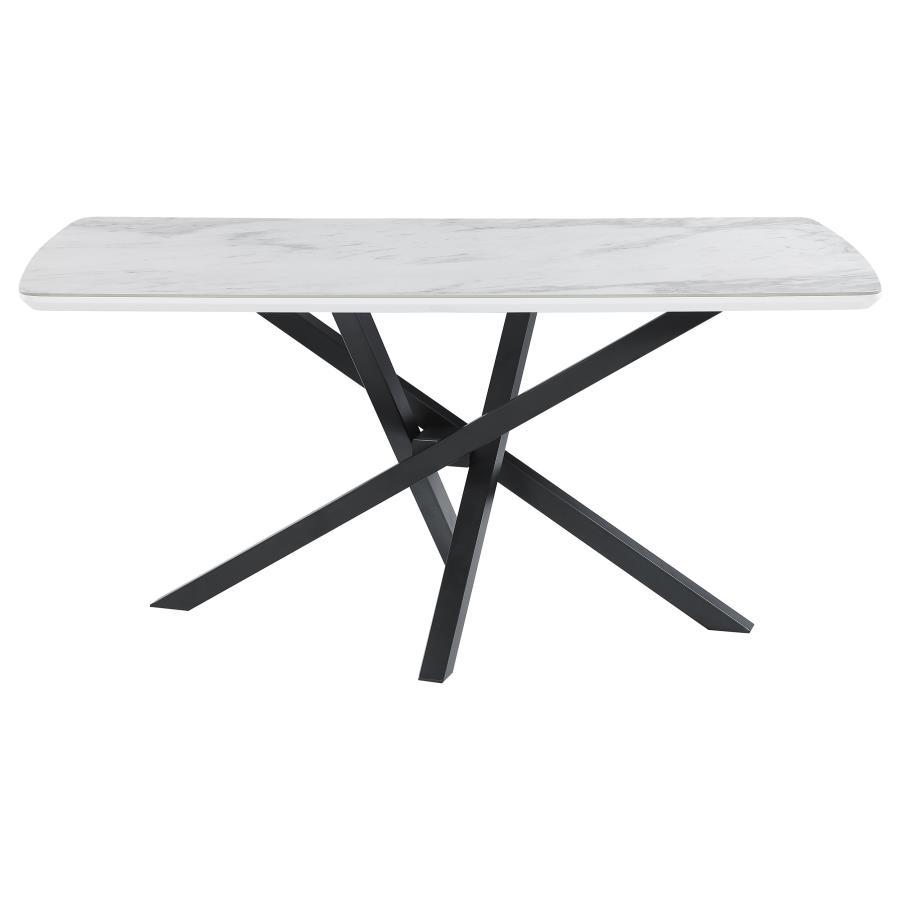 Paulita - Rectangular Dining Table - White and Gunmetal