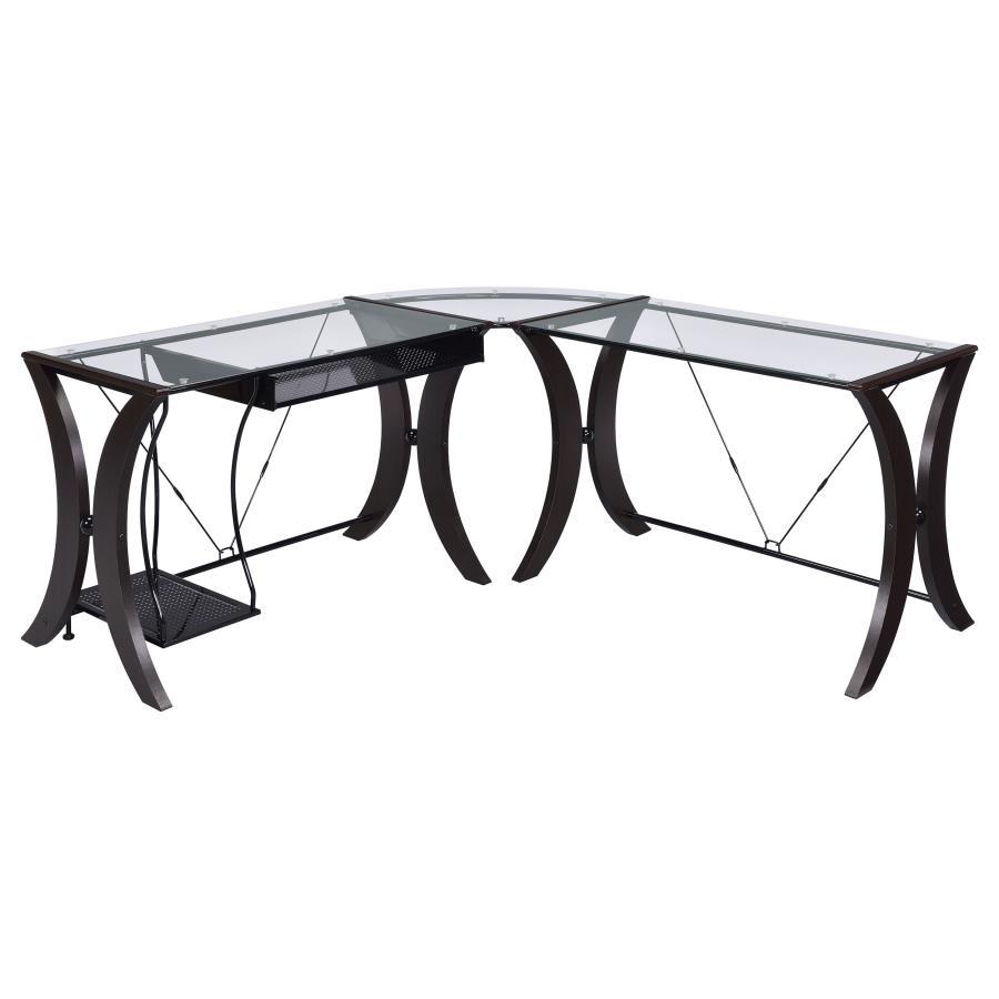 Monterey - 3-Piece L-Shaped Computer Desk Set - Cappuccino