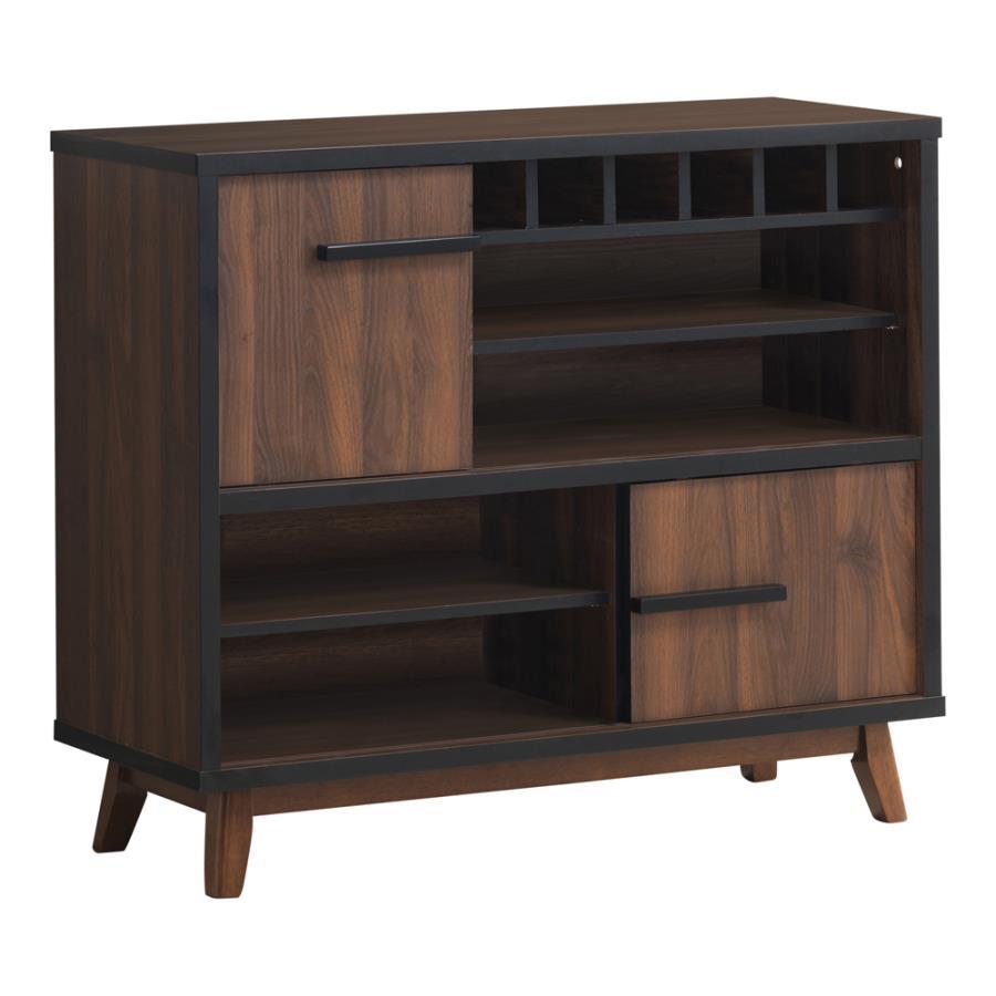 Ezekiel - Wine Cabinet With 2 Sliding Doors - Walnut and Black