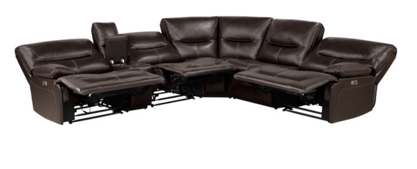 Dyersburg Collection Brown 6-Piece Power Reclining Sectional